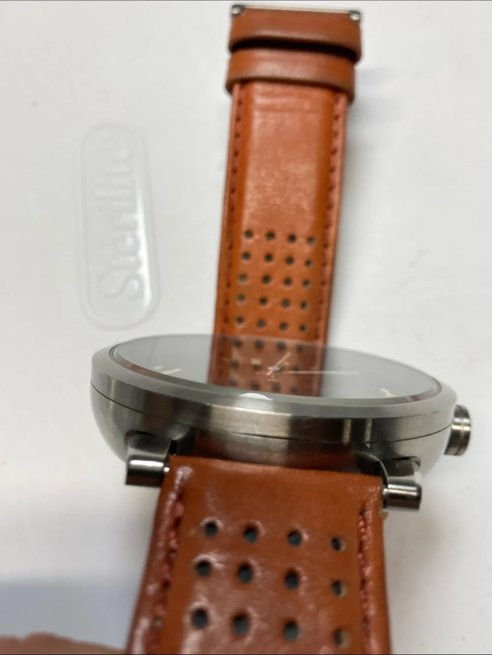 Vestal Men's Black Dial Watch with Brown Perforated Leather Strap, read